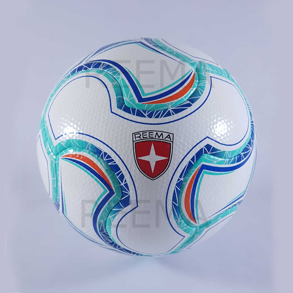 Alpha | white soccer ball with a colorful drawing cyan and navy color
