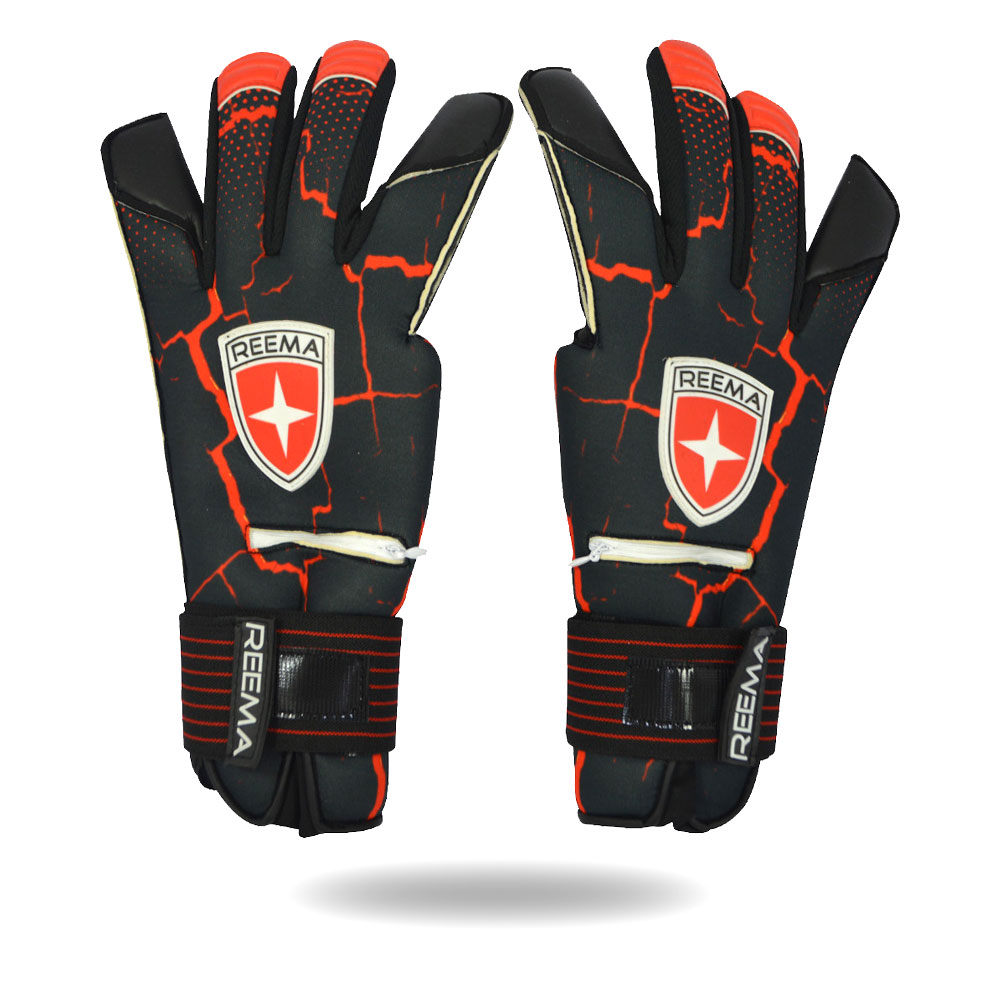 Buckler | Removable finger save for impact protection Machine stitched Fire red and black gloves