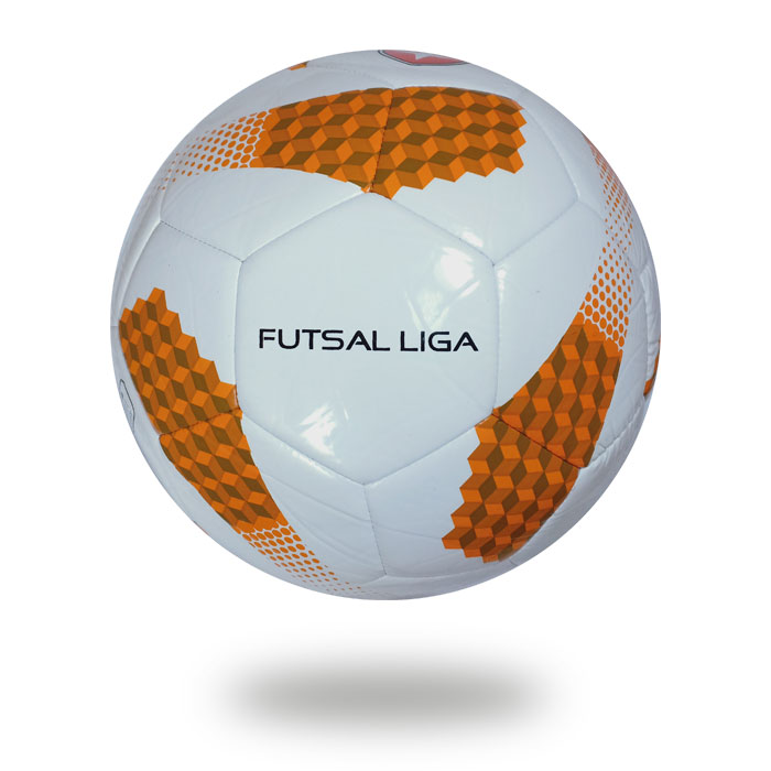 Futsal Liga | football white panels chocolate and orange ladder styles printed