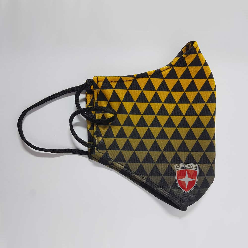 Pyramid Face Mask | Black & Gold Triangle Design Face Cover