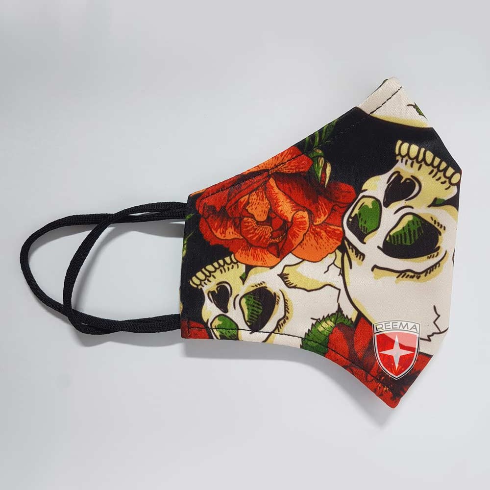 Red Rose Face Mask | Red Flowers In Black Sublimated Face Cover