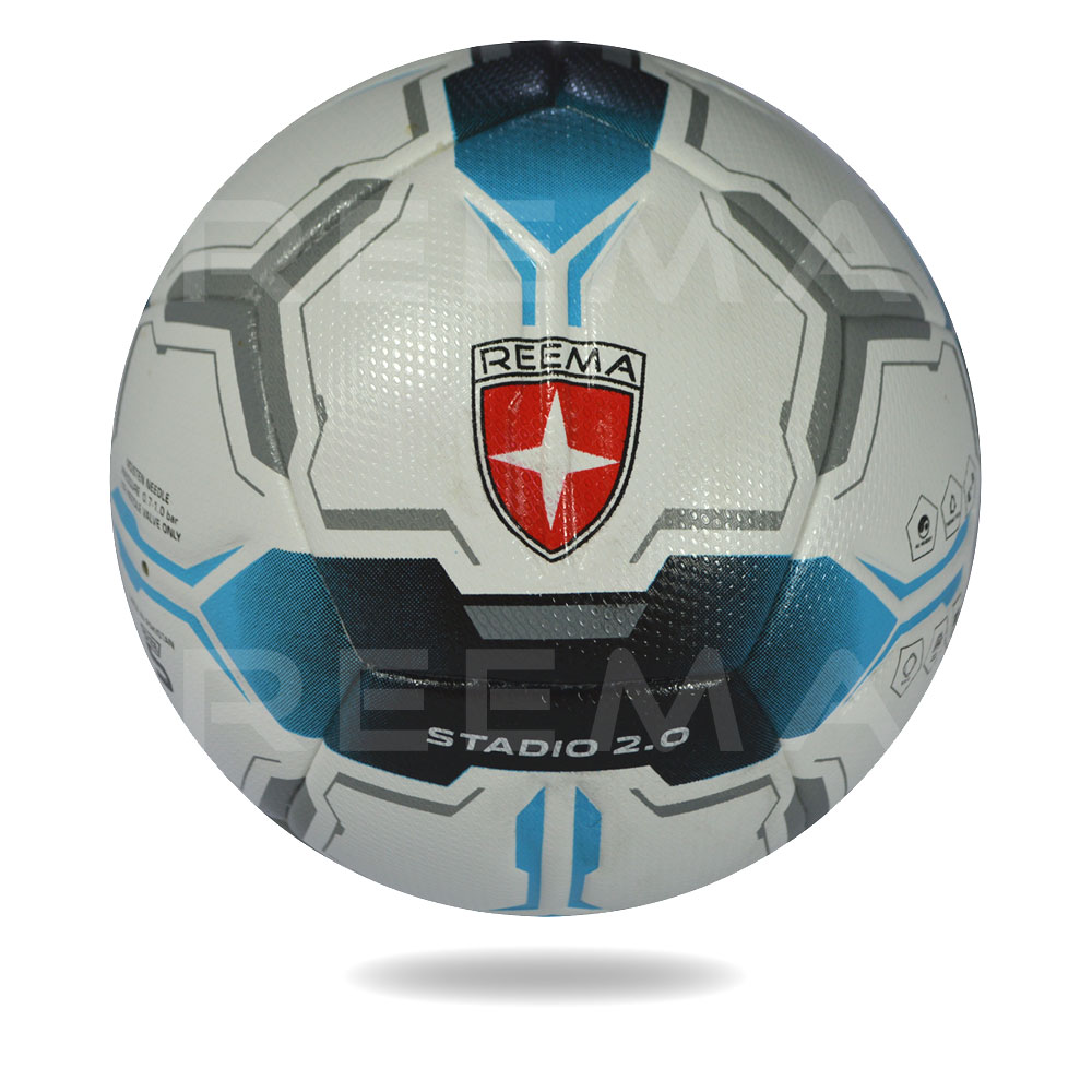Stadio 2020 | the upper sheet of football is white and printed with blue black double sided arrow design