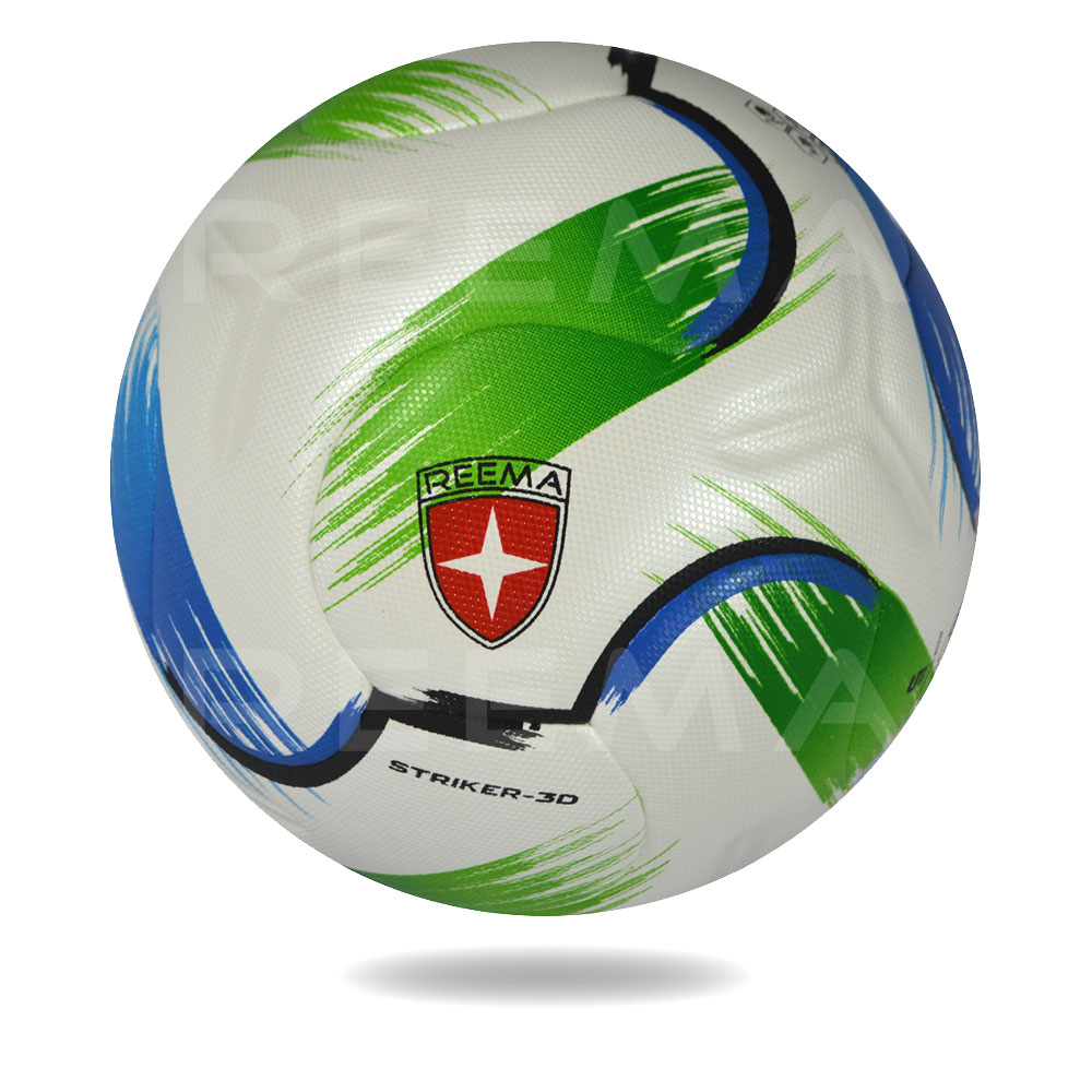 Striker 3D | white football printed Lightning green blue soccer ball