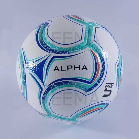 Alpha | best PU top competition soccer ball cyan and red color