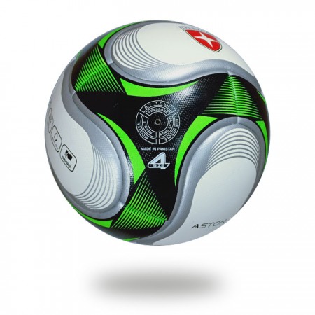 Aston | the great color combination used for printed a soccer ball white green and silver