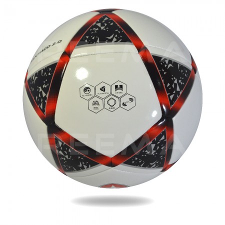 Atome 2020 || 32 panels white PU design star black and red color on soccer ball