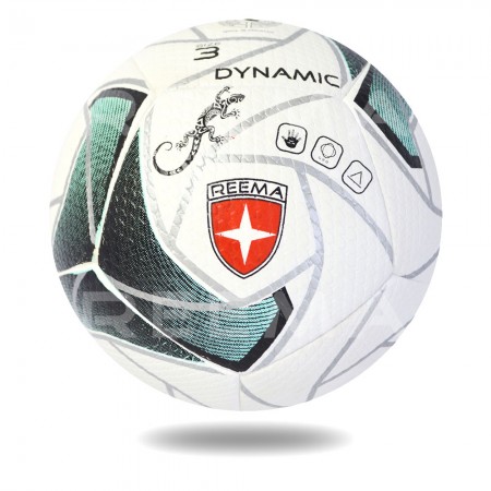 Dynamic 3D 2020 | white handball printed with sea green filling in silver design