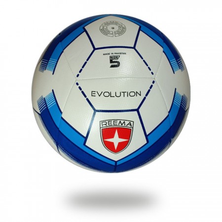 Evolution white cover football design with pentagon with midnight blue