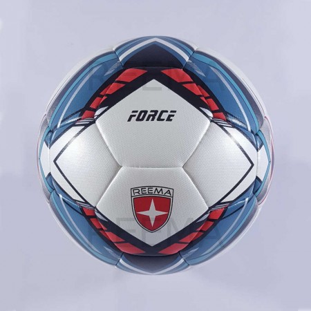 Force | Hand stitched soccer ball white background blue and red
