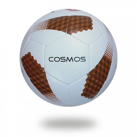 Futsal Cosmos | saddlebrown and sienna cube on white cover of soccer ball
