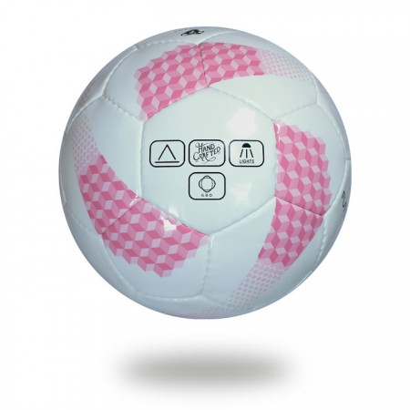 Futsal pro | white and pink hand sewn 32 panels soccer ball
