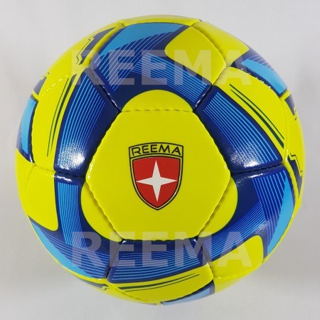 Futsal Spark | High quality shiny PU green/yellow with blue and dark blue printed futsal ball