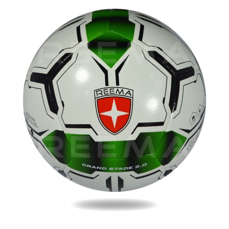 Grand Stand 2020 | seagreen  and black double sided arrow shape draw on white panels of the soccer ball
