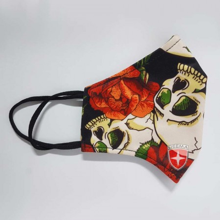 Red Rose Face Mask | Red Flowers In Black Sublimated face mask