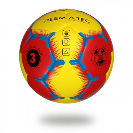 Supreme Grip HYB | Red and yellow upper cover of hand ball print with blue design