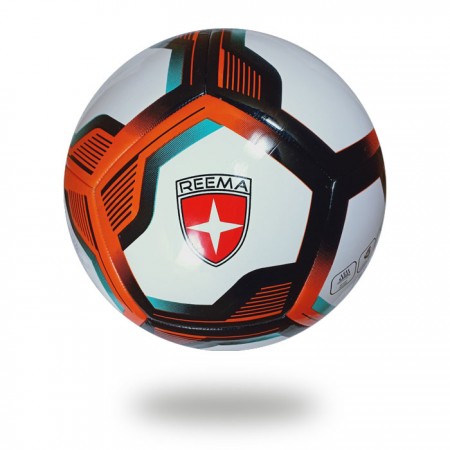 Ultimax 3D | hot red and black pentagon design on white soccer ball with white background